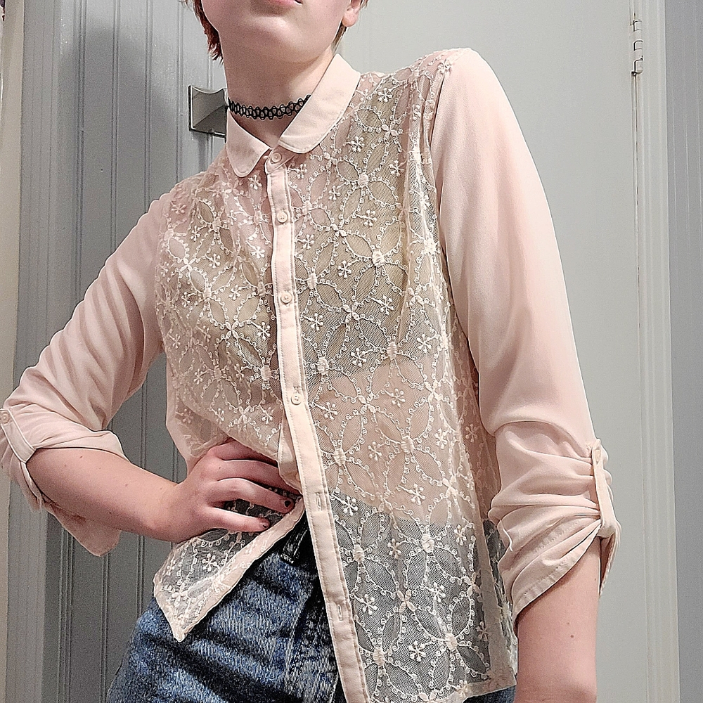 baby pink lace top